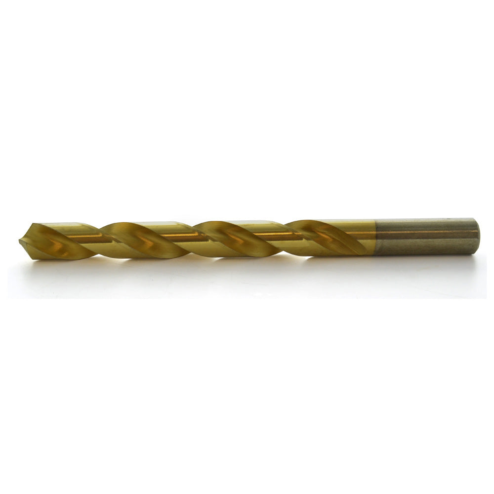 37/64 Inch 135 Degree Split Point Gold Nitro-Carburized Hi-Molybdenum Tool Steel Jobber Length Drill Bit - Shop Pro