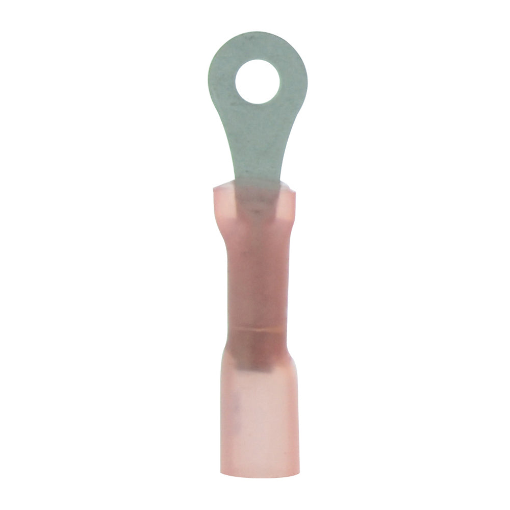 22-18 Gauge Lead Free Heat Shrink, Crimp & Solder Ring Terminal #6 Stud Red