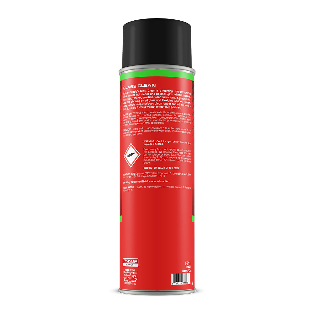 Fastserv Glass Clean Non-Ammoniated Water Based Glass Cleaner - 19Oz