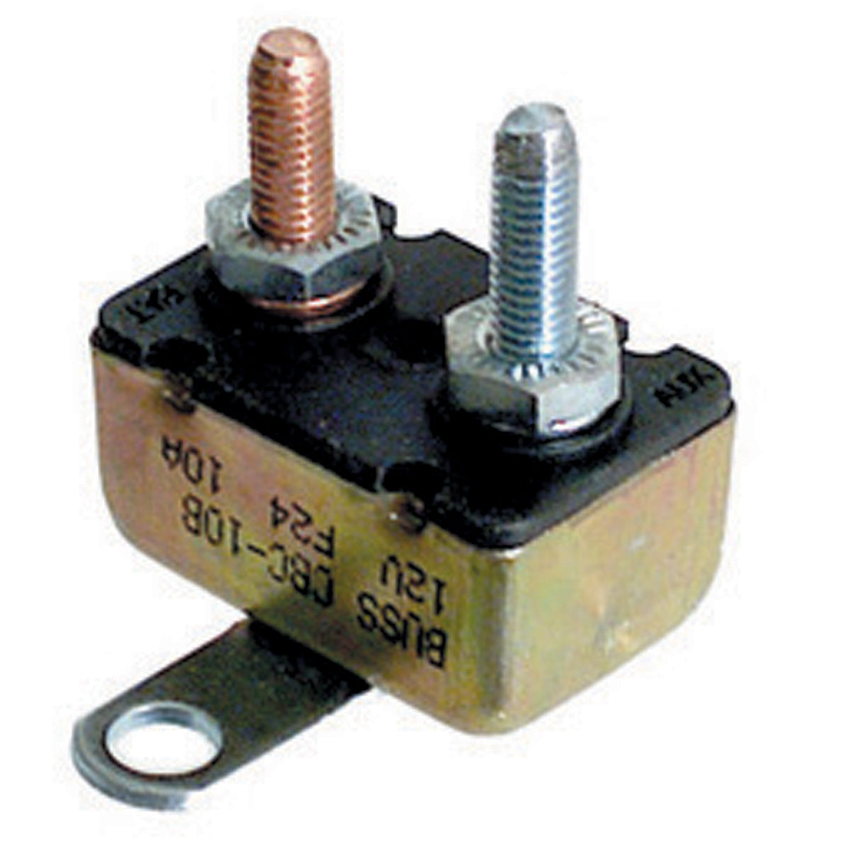 10 Amp 14 Volt Dc 1.5 Ka At 14 Volt Dc #10-32 Stud Thermoplastic With Steel Metal Cover Type I Auto Reset Automotive Circuit Breaker With Crosswise Bracket