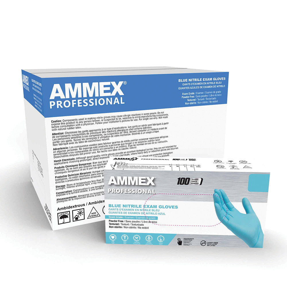 AMMEX Professional Blue Nitrile Powder Free Exam X-Large Gloves