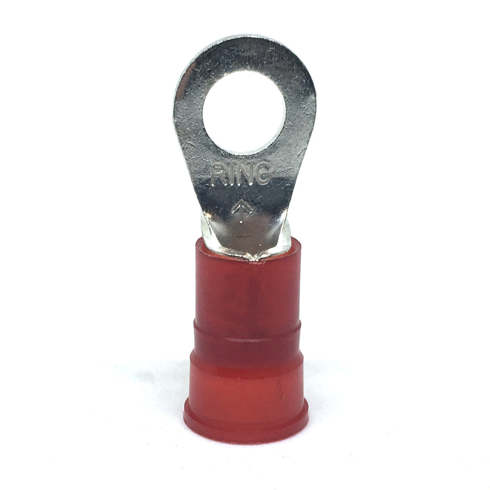8 Gauge Nylon Insulated Ring Terminal Red 1/2 Stud