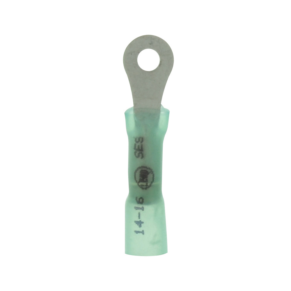 16-14 Gauge Lead Free Heat Shrink, Crimp & Solder Ring Terminal #6 Stud Blue