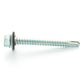 #12-24 x 1-1/4 Inch Zinc Plated Steel #5 Point Indented Hex Washer Head Self-Drilling Tek Screw With Bonded Neoprene Washer